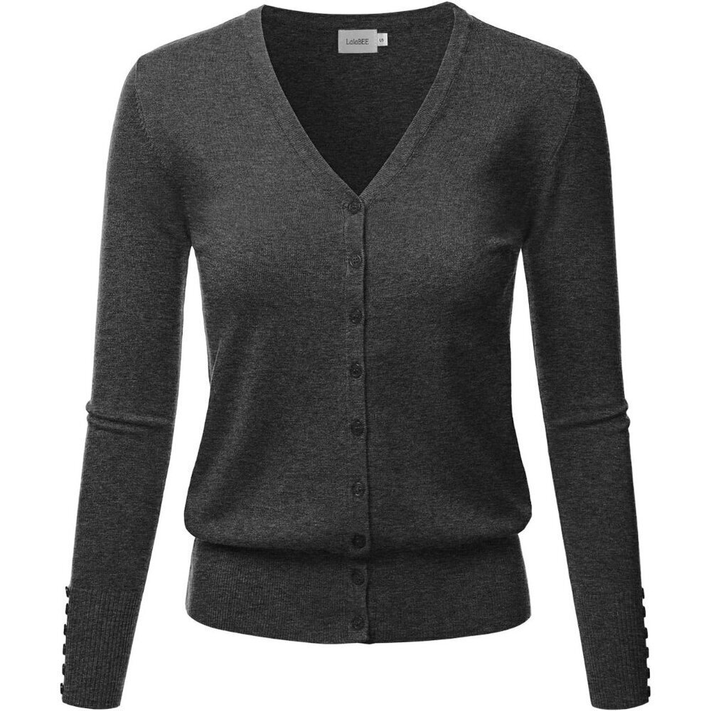Women's Knit V-Neck Long Sleeve Button Down Sweater Cardigan Medium